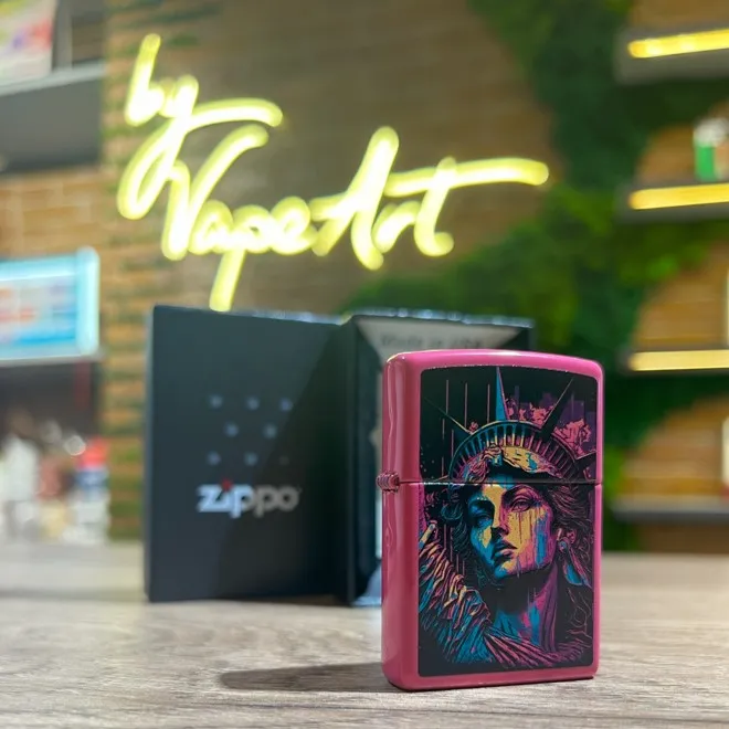 ZIPPO American Lady Design Alışqan | Neon Pop-Art Azadlıq Dizaynı | № 48916