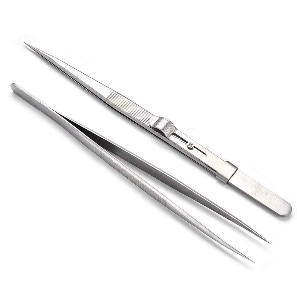 Stainless Steel Ultra-sharp Curved Tweezers Self-lock Function